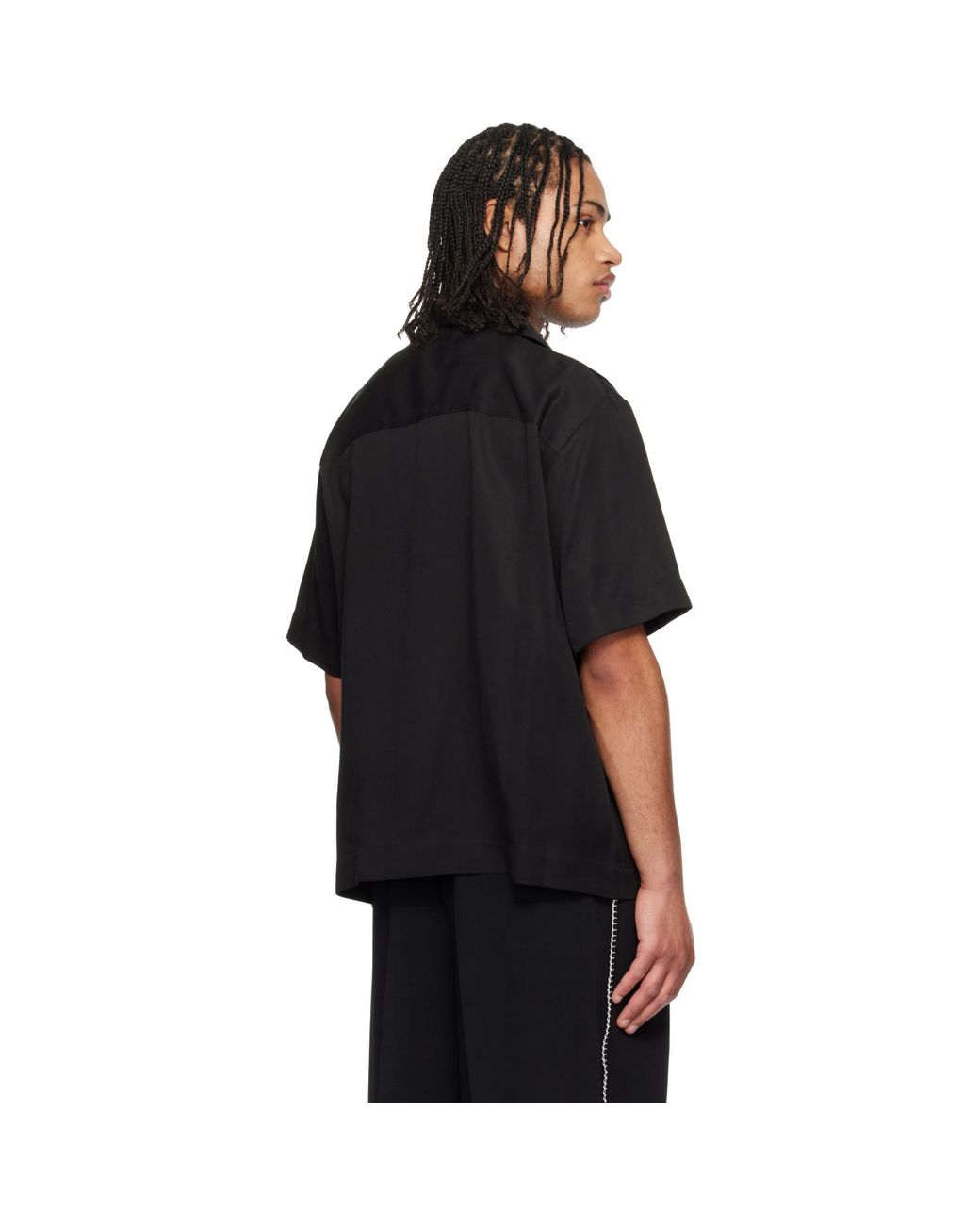 HUGO Black Oversize-Fit Stacked Logo Shirt for men