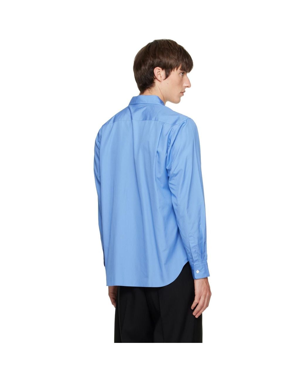 Comme des Garçons Blue Poplin Lace Trim Shirt for men