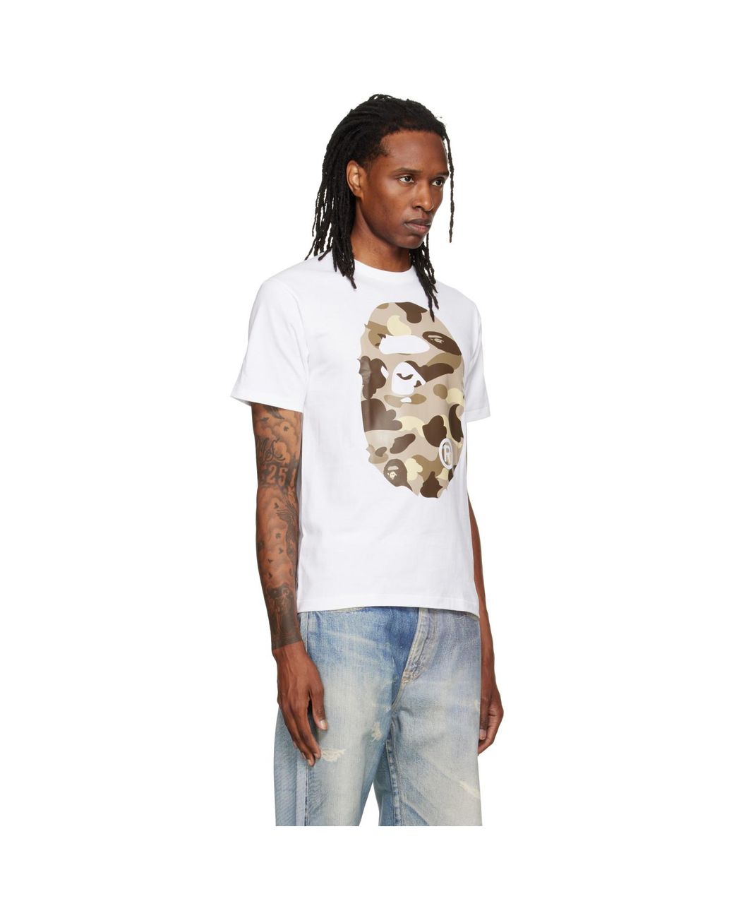 A Bathing Ape White Color Camo Big Ape Head T-Shirt for men
