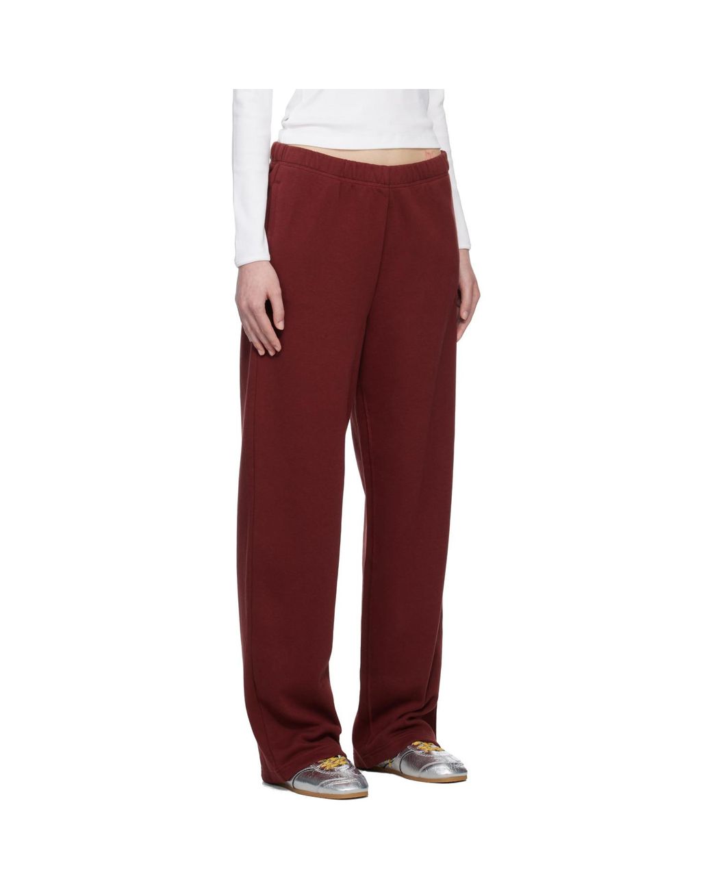 Skims Red Cotton Fleece Classic Straight Leg Sweatpants