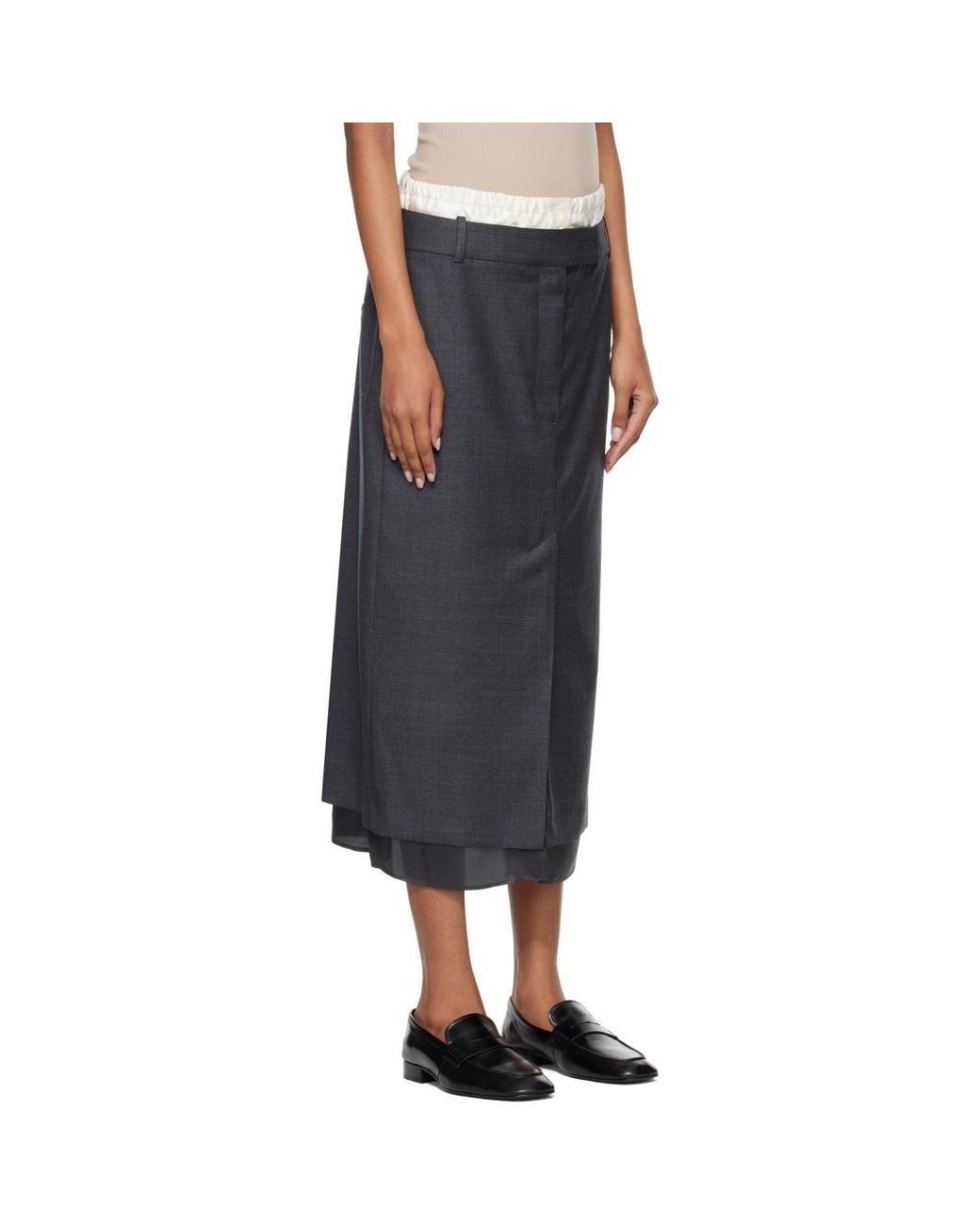 Rohe Black Boxer Detailed Midi Skirt