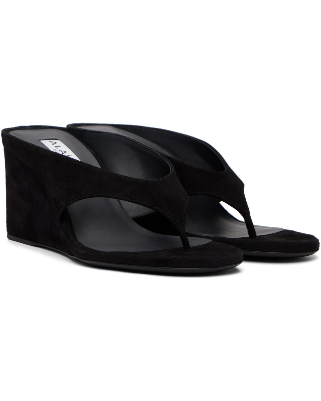 Alaïa Black Cube Thong Mule Sandals
