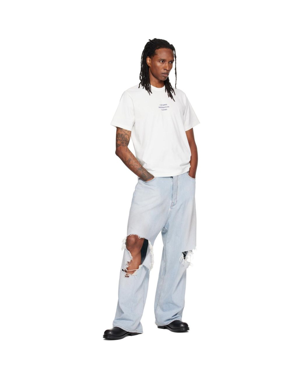 Vetements White Off- 'I Am Naked Under My Clothes' T-Shirt for men