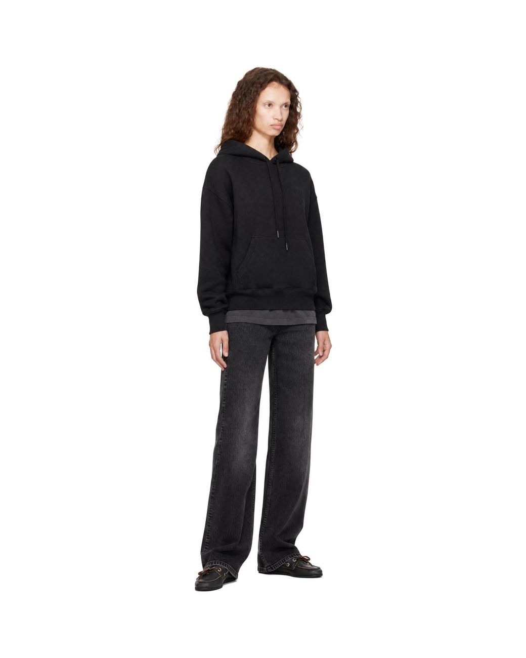 AMI Black Cotton Embossed Ami De Coeur Hoodie
