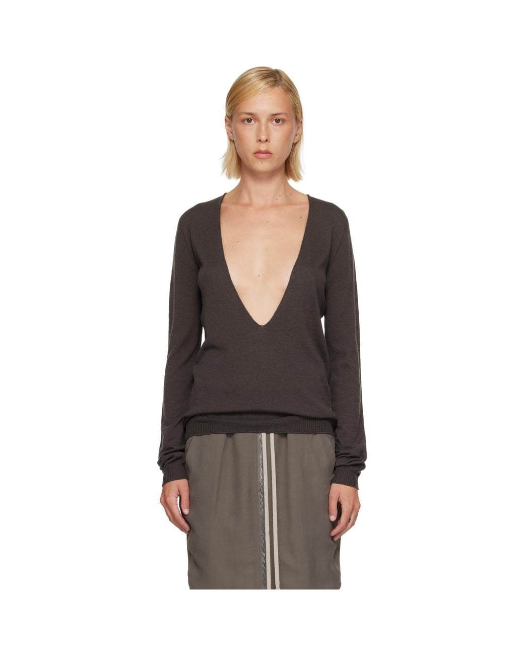 Rick Owens Black Tower Extreme V-Neck Sweater