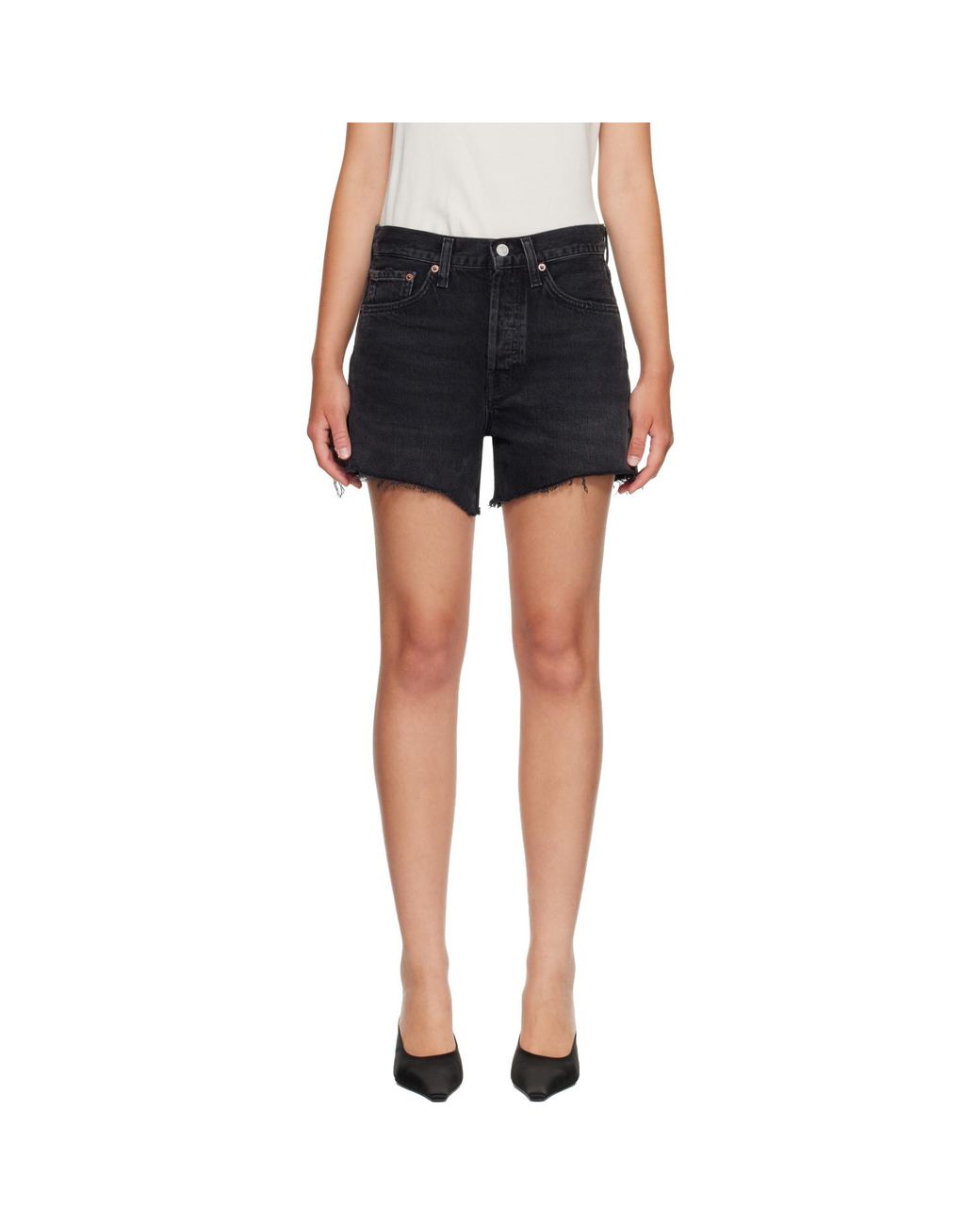 Agolde Blue Parker Long Denim Shorts