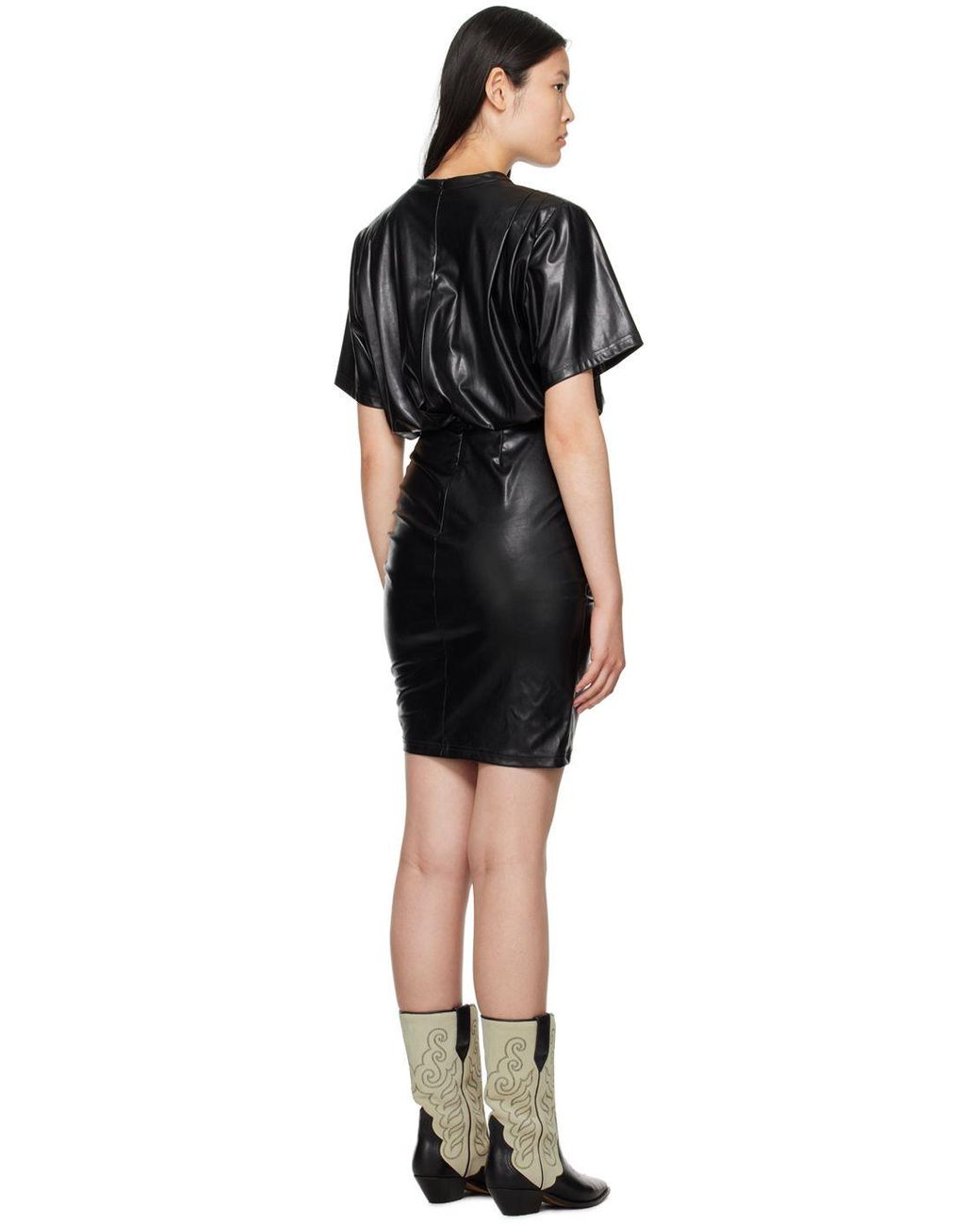 Lilica Strapless Corset Vegan Leather Top in Black