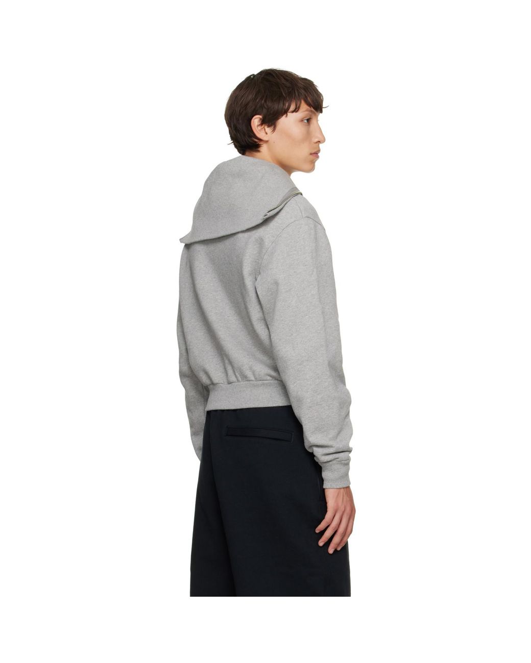 Abra Gray Zipped Up Neck Sweater for men