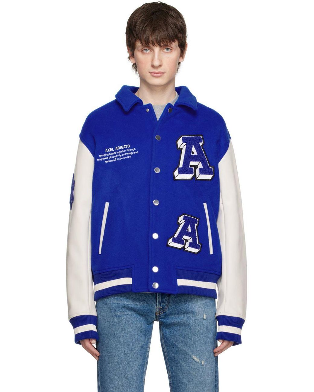 Axel Arigato Blue Illusion Varsity Bomber Jacket for Men Lyst