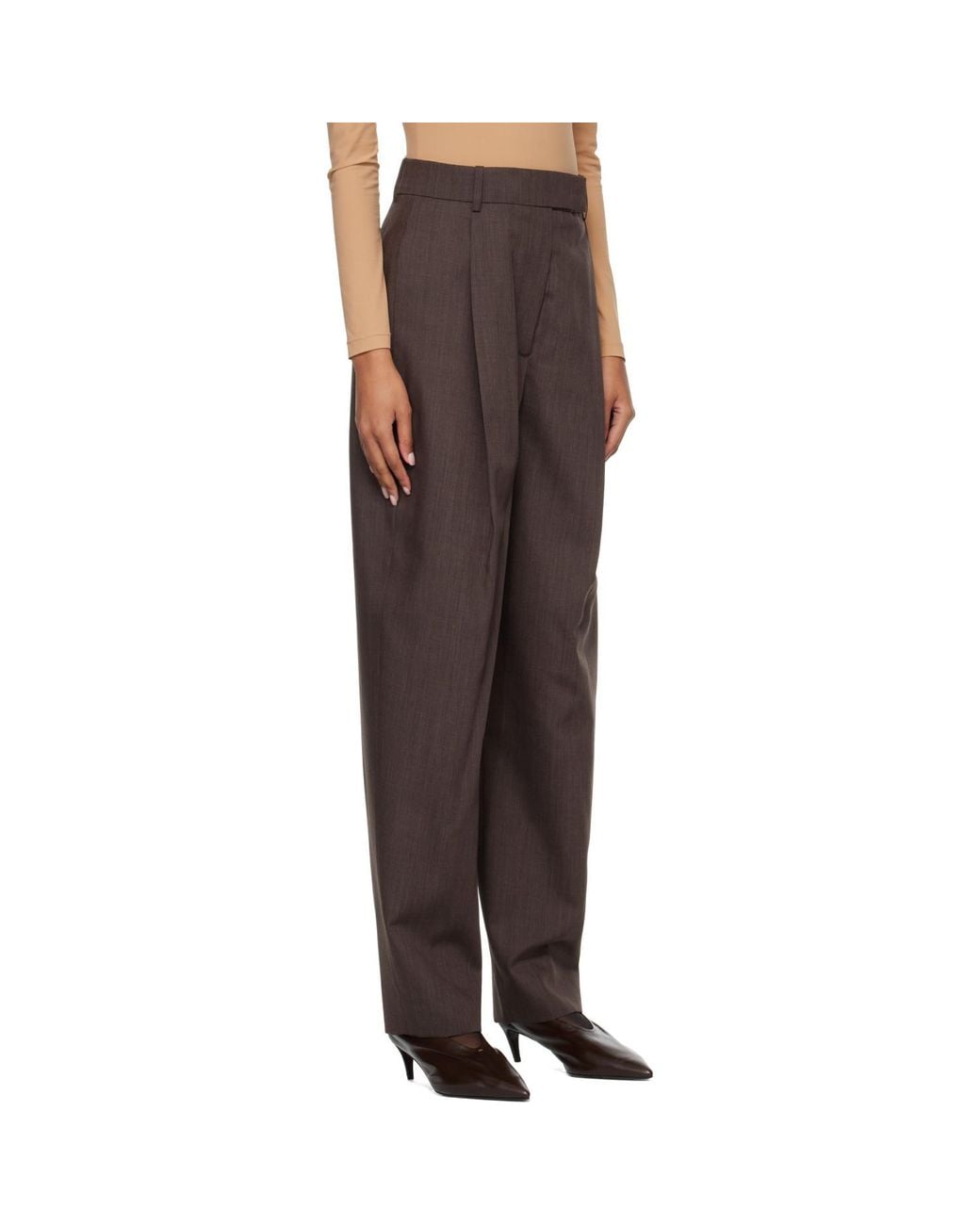 Rohe Brown Daria Single Pleat Straight Leg Trousers