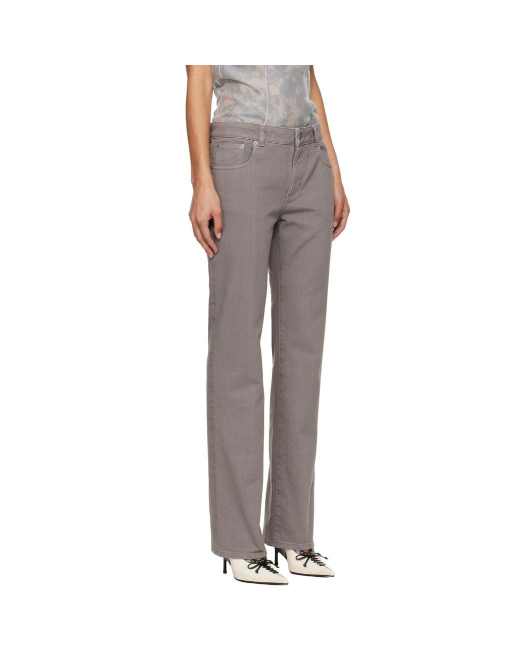 McQueen Gray Lace Logo Jeans