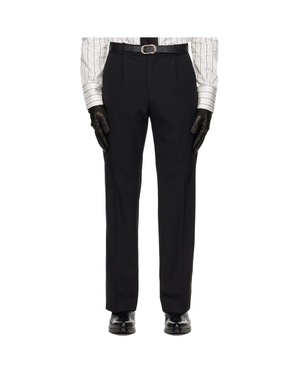 Ernest W. Baker Black Pleated Straight Fit Trousers for men