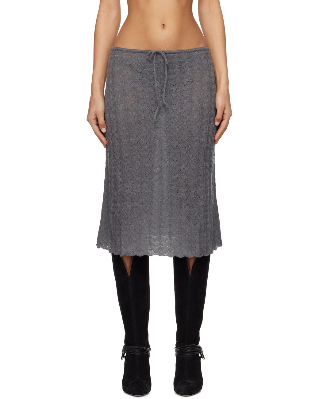 【関税込み】Paloma Wool グレー Dee ミニスカート DEE-Light grey mini skirt with an irregular gradient effect