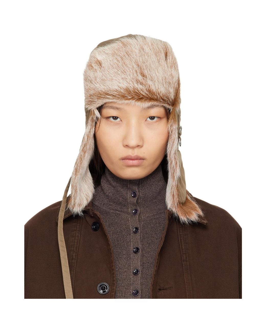 Lemaire Brown Fuzzy Chapka Hat