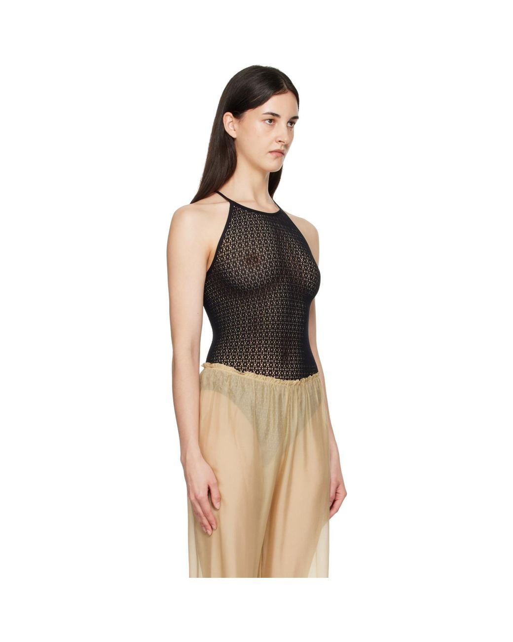 Wolford Black Daisy Net Bodysuit