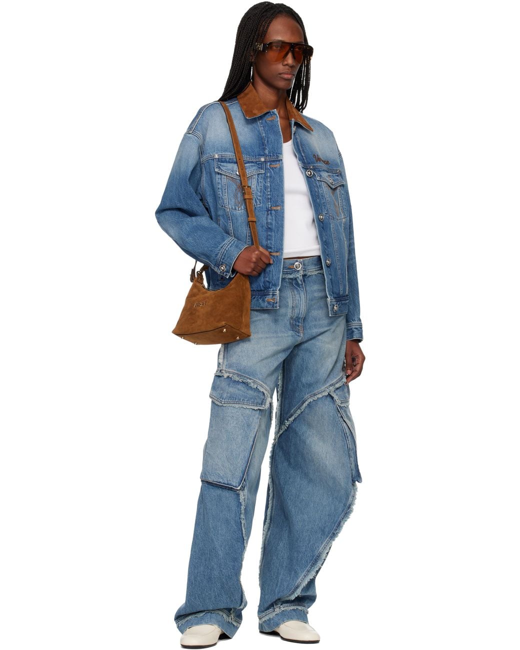 Versace Blue Low-Waist Cargo Jeans