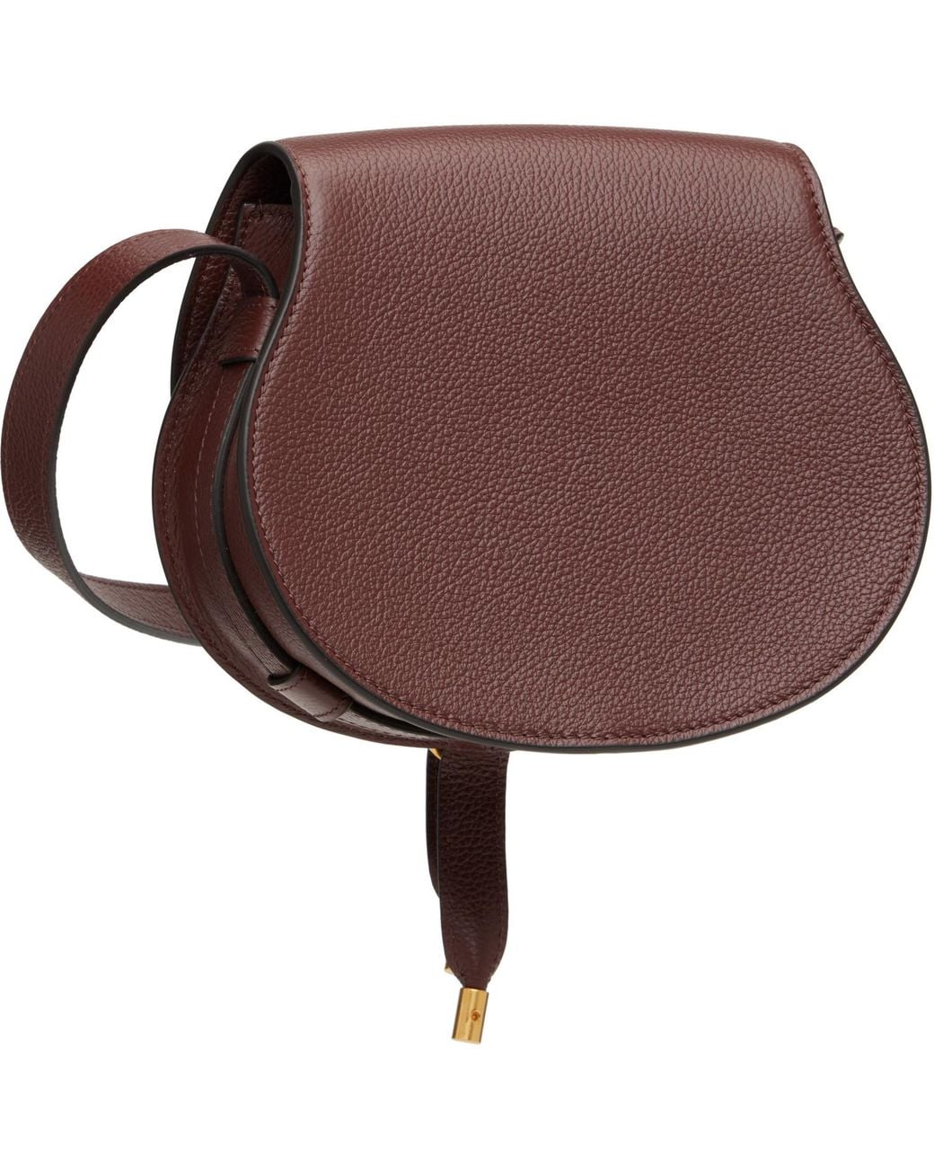 Chloé Brown Grained Leather Marcie Saddle Bag