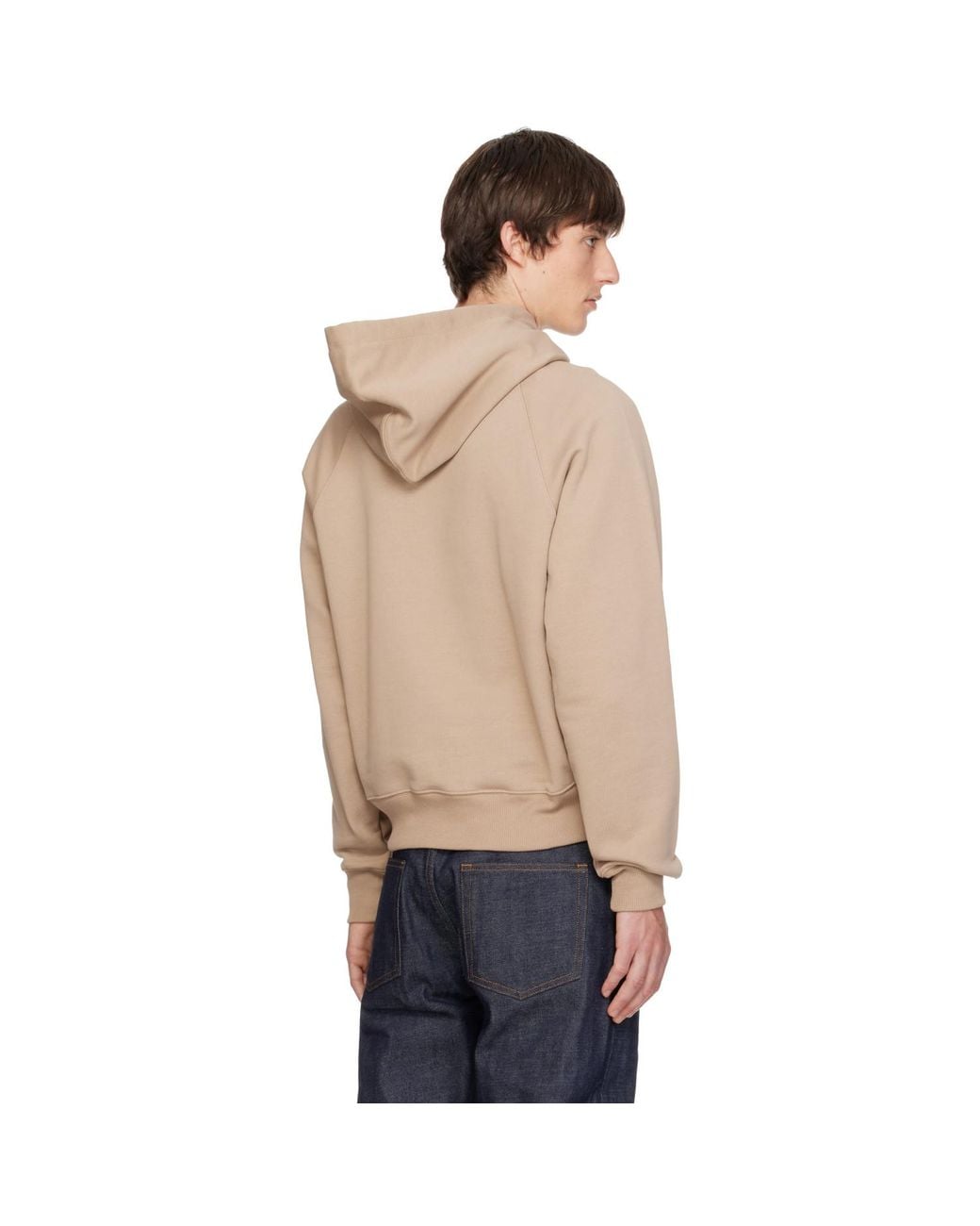AMI Natural Cotton Embossed Ami De Coeur Hoodie for men