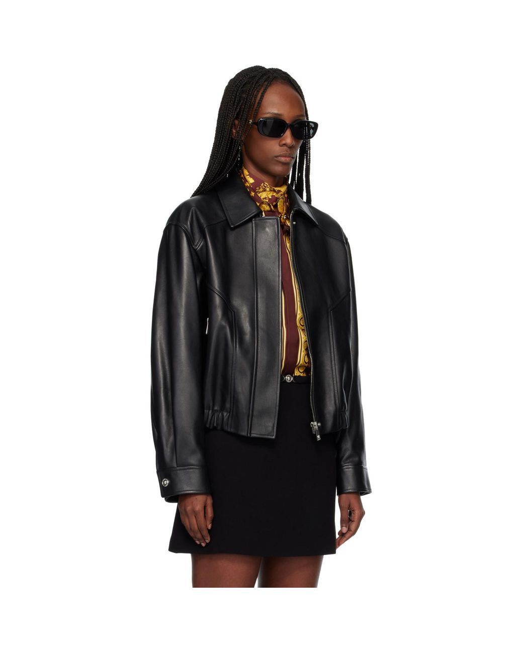 Versace Black Blouson Leather Jacket