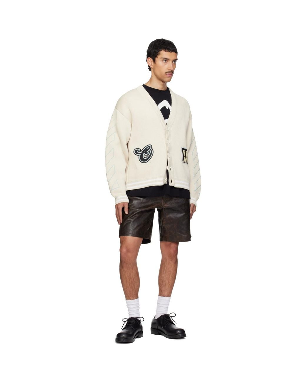 Off-White c/o Virgil Abloh Natural Star Varsity Knit Cardigan for men