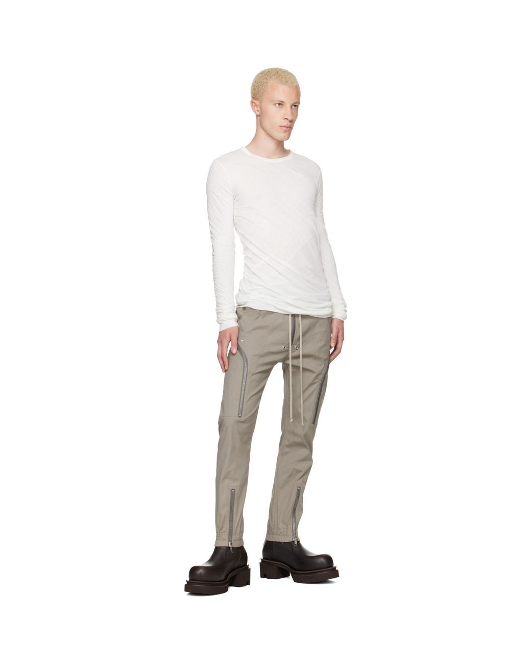 Rick Owens Gray Tower Heizer Cargo Pants for men