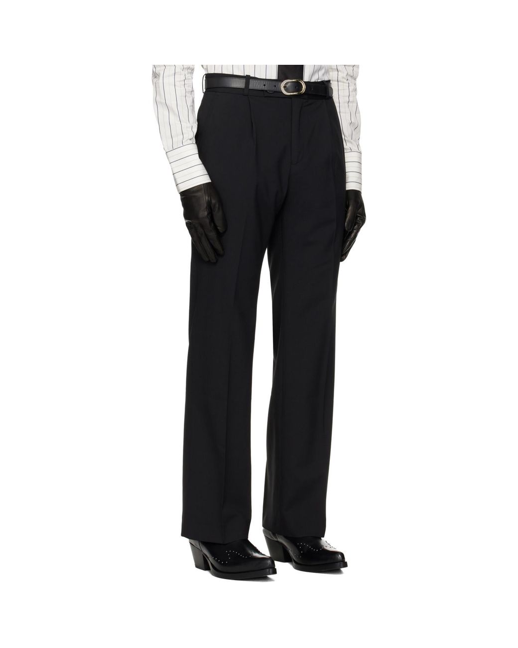 Ernest W. Baker Black Pleated Straight Fit Trousers for men