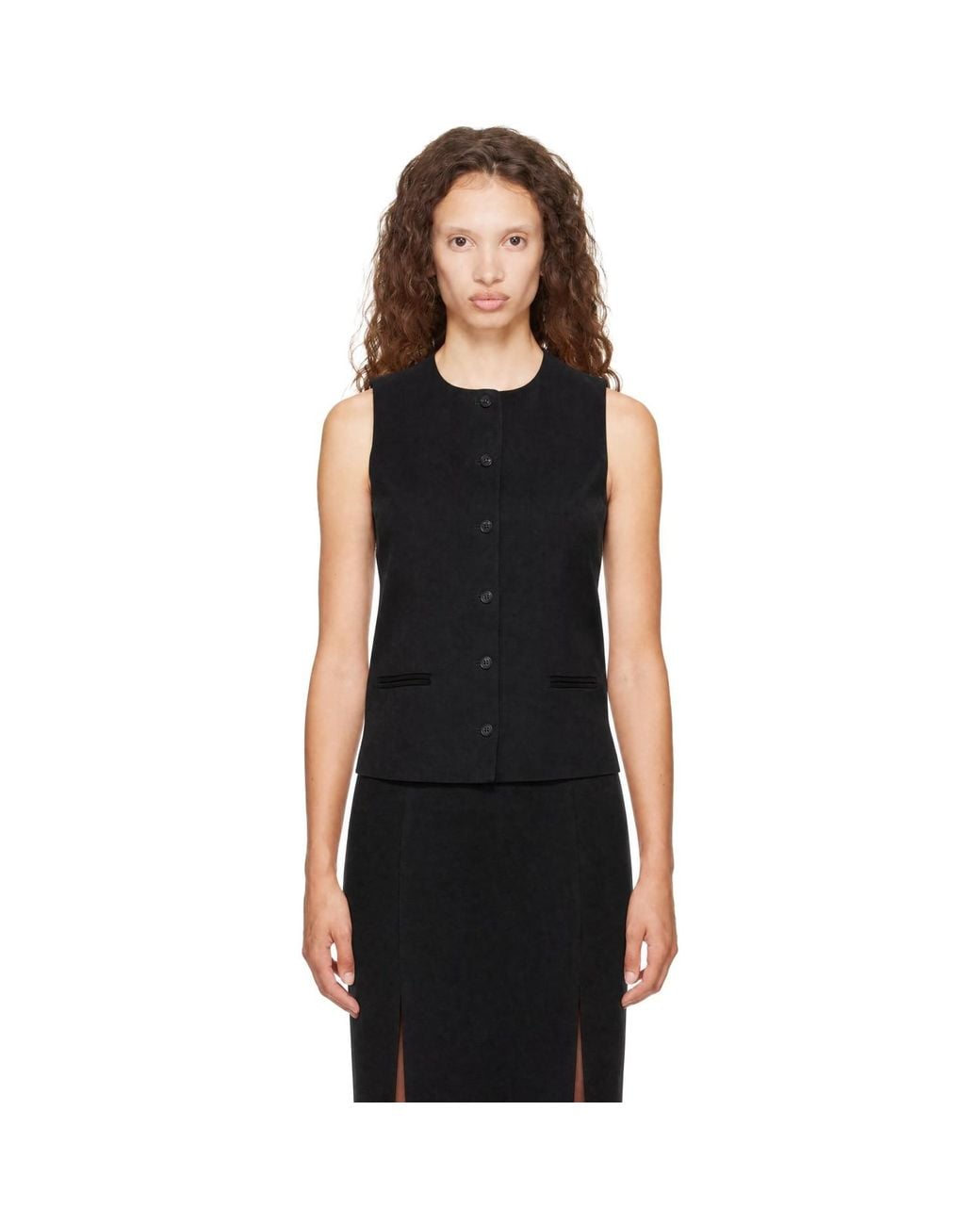 Loulou de Saison Black Jane Buttoned Waistcoat Vest