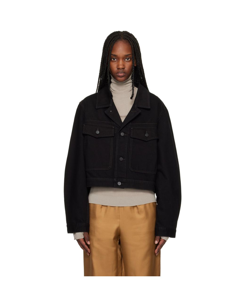 Lemaire Black Cropped Blouson Denim Jacket