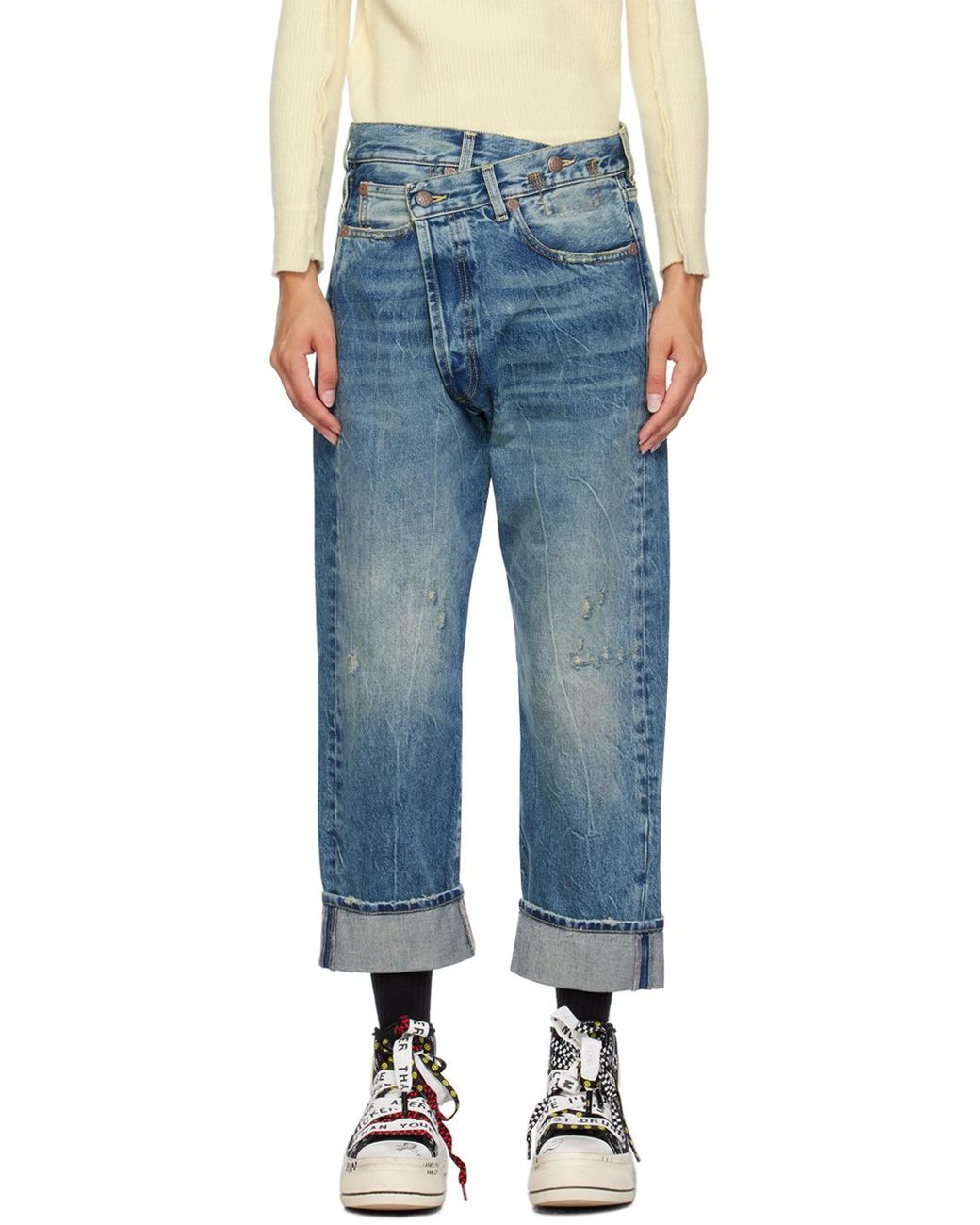 R13 Blue Crossover Jeans Lyst UK