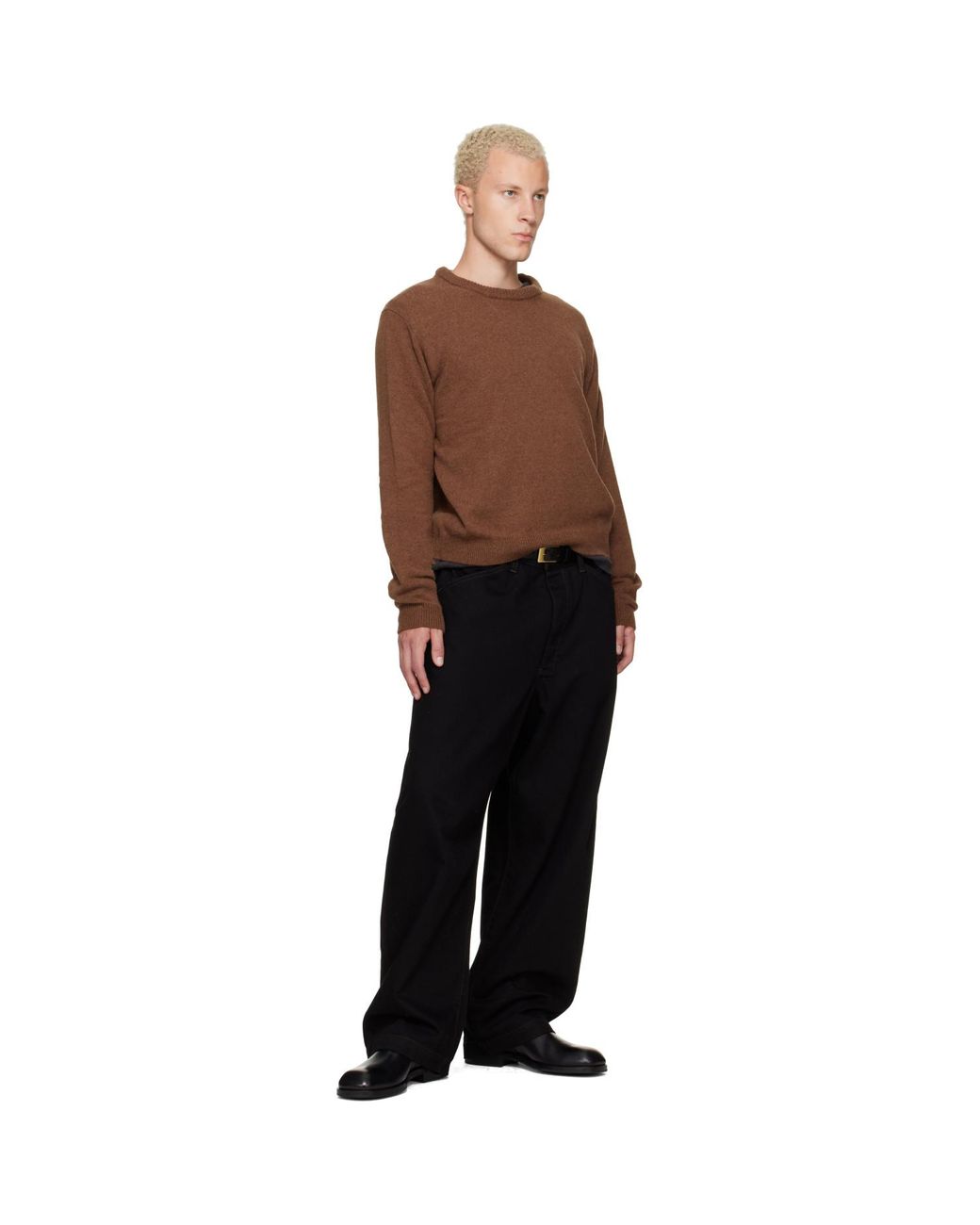 Lemaire Brown Crew-Neck Alpaca Wool Blend Sweater for men