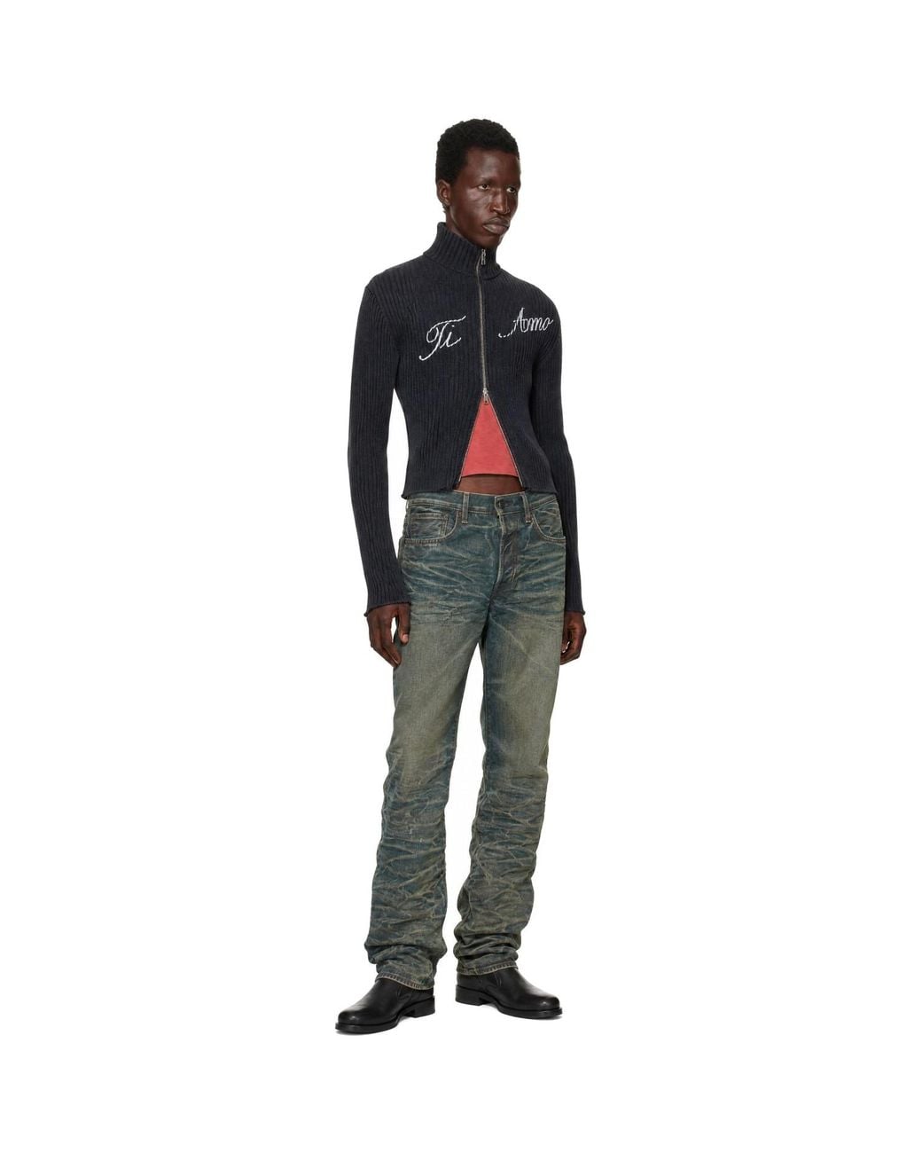 Carne Bollente Black 'Tell Me Ti Amo' Cardigan for men