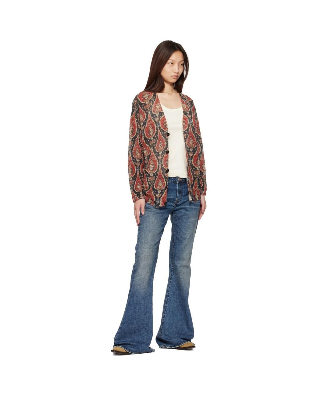 R13 Brown Printed Boyfriend Cardigan