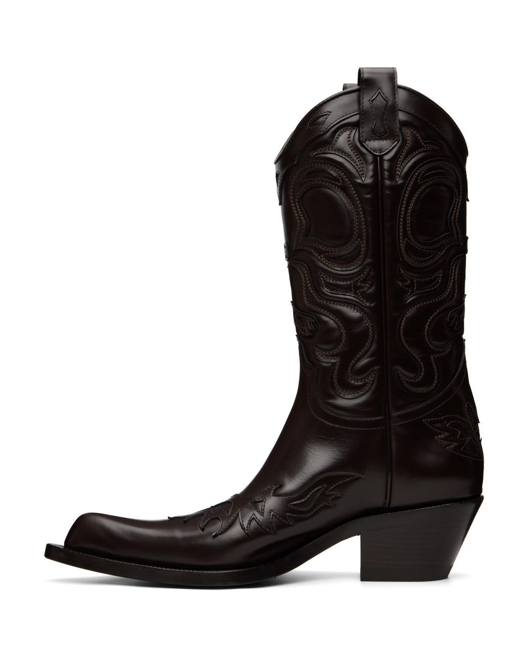 Acne Black Pointy Leather Cowboy Boots
