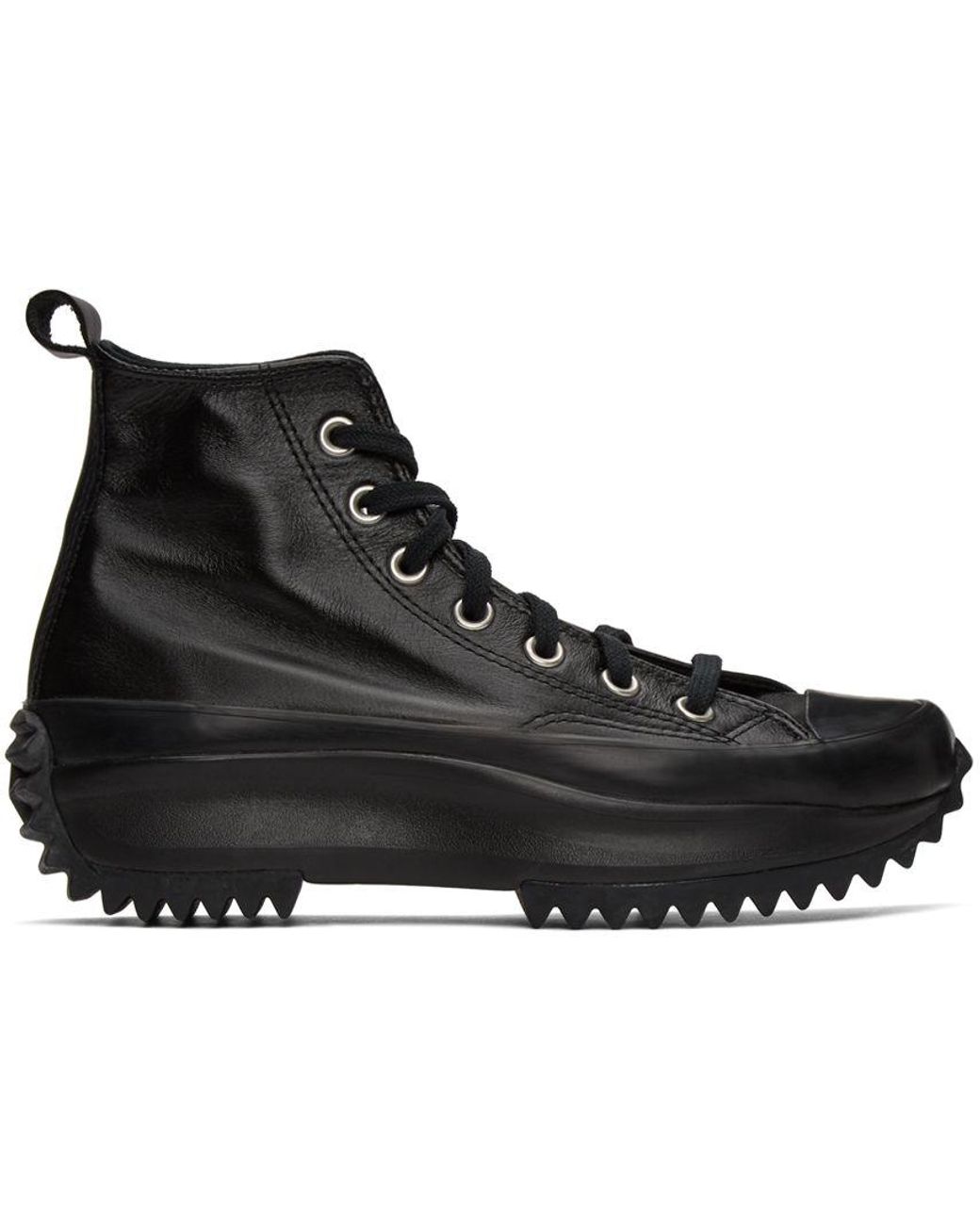 Converse Leather Run Star Hike High-top Sneakers in Black | Lyst