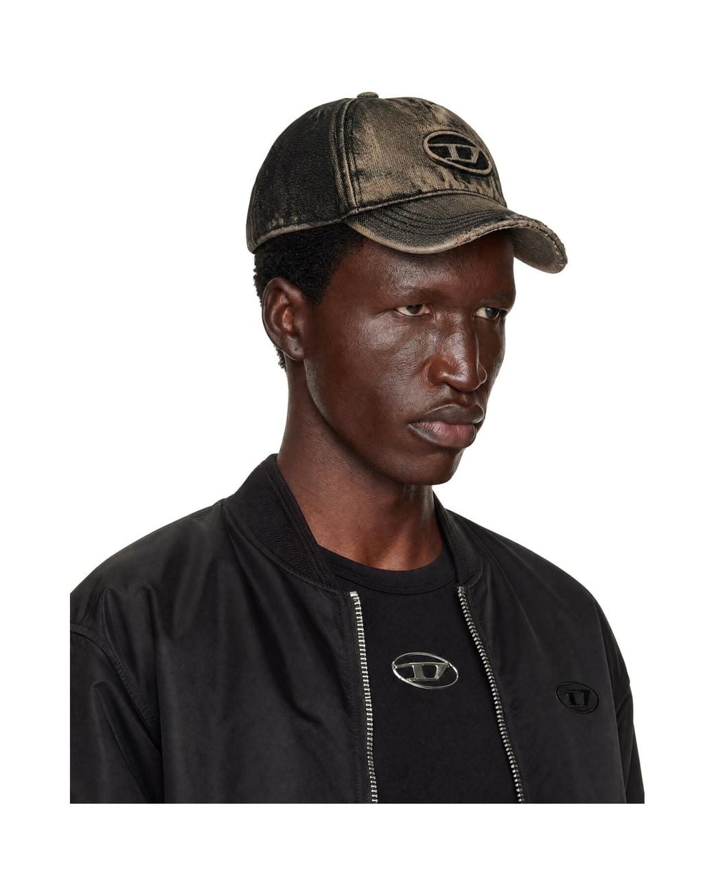 DIESEL Black Destroyed Denim Baseball Cap for men