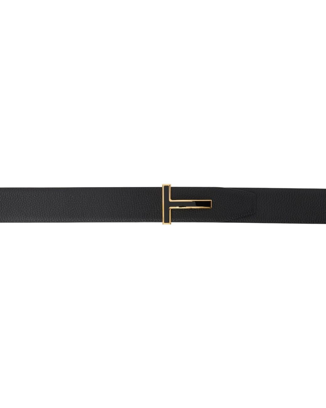 Tom Ford Black Grain Leather Insert Buckle T Belt for men