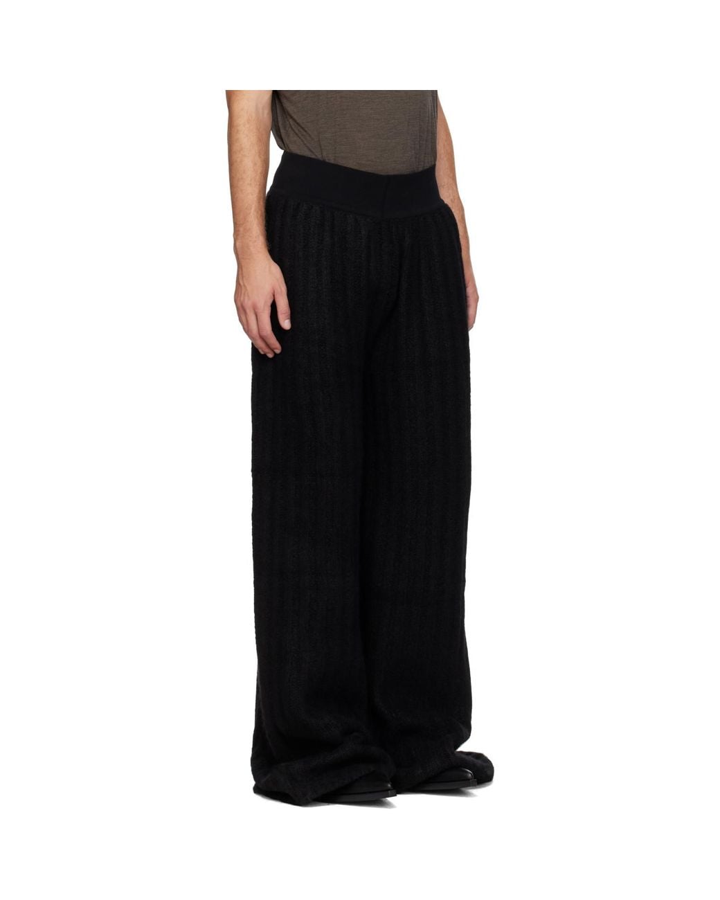 Rick Owens Black Tower Rib Lounge Pants for men