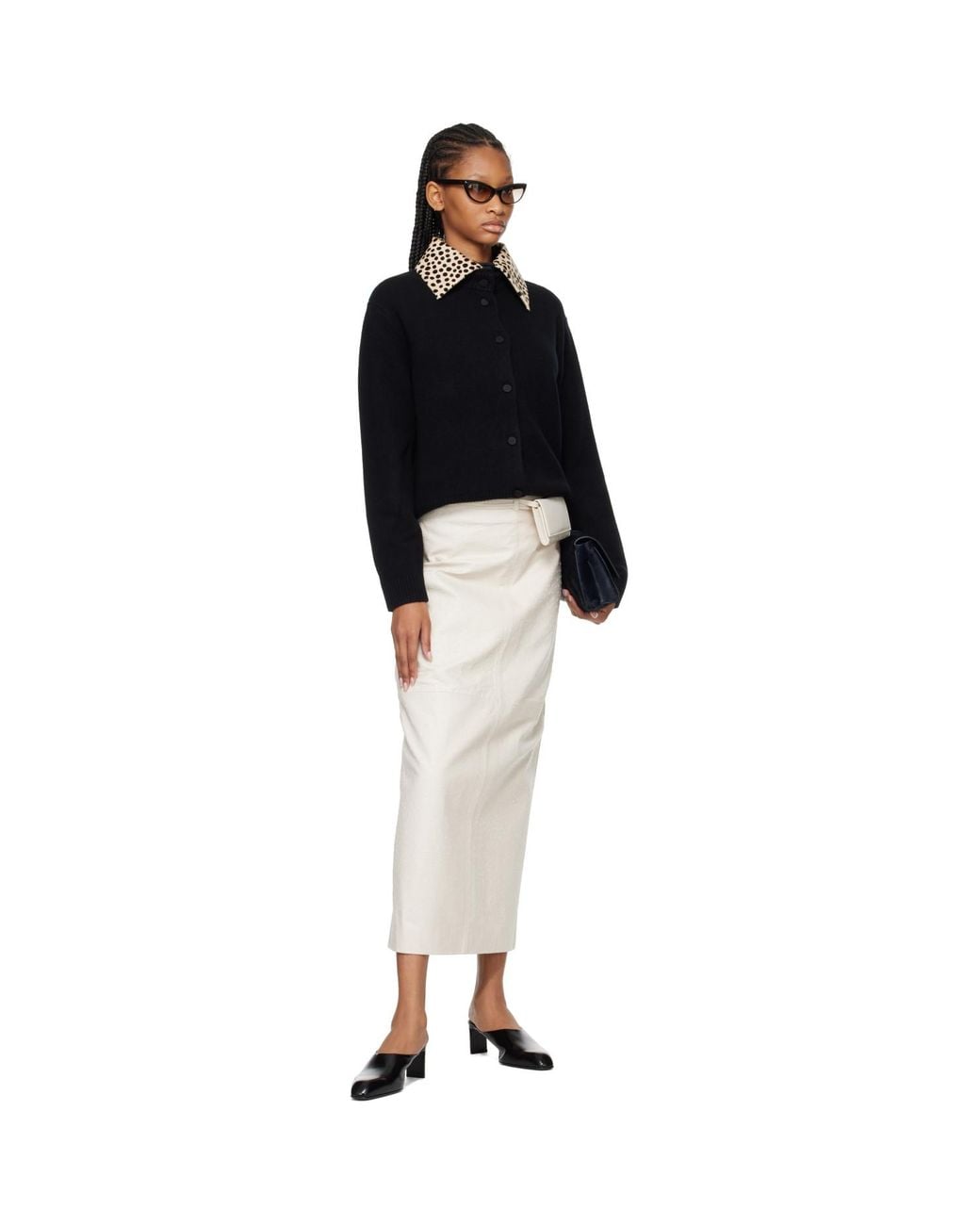 Rohe Black Cheetah Collar Cardigan