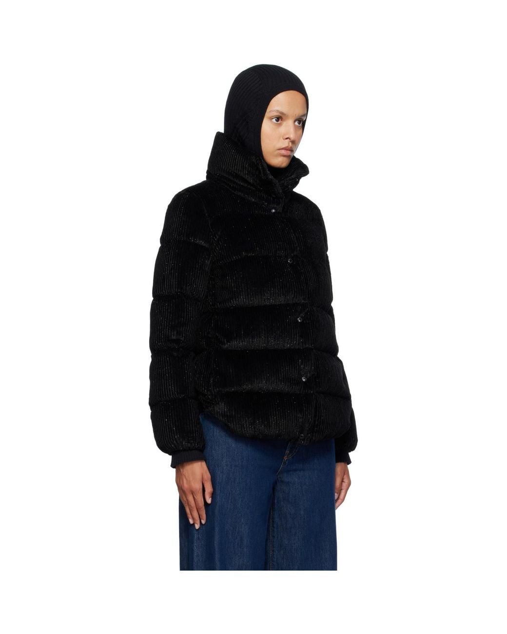 Moncler Black Cochevisse Corduroy Short Down Jacket