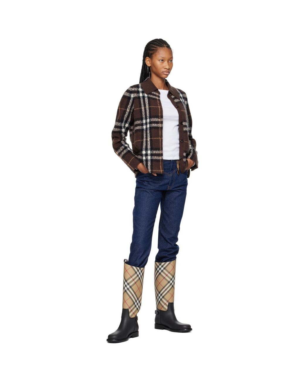 Burberry Black Check Cavalier Outdoor Boots