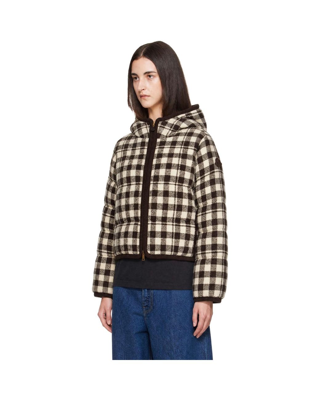 Moncler Black Check Abstraction Down Jacket