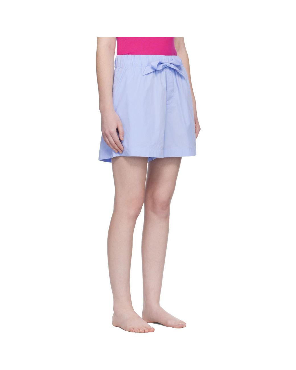 Tekla Blue Poplin Pyjama Shorts