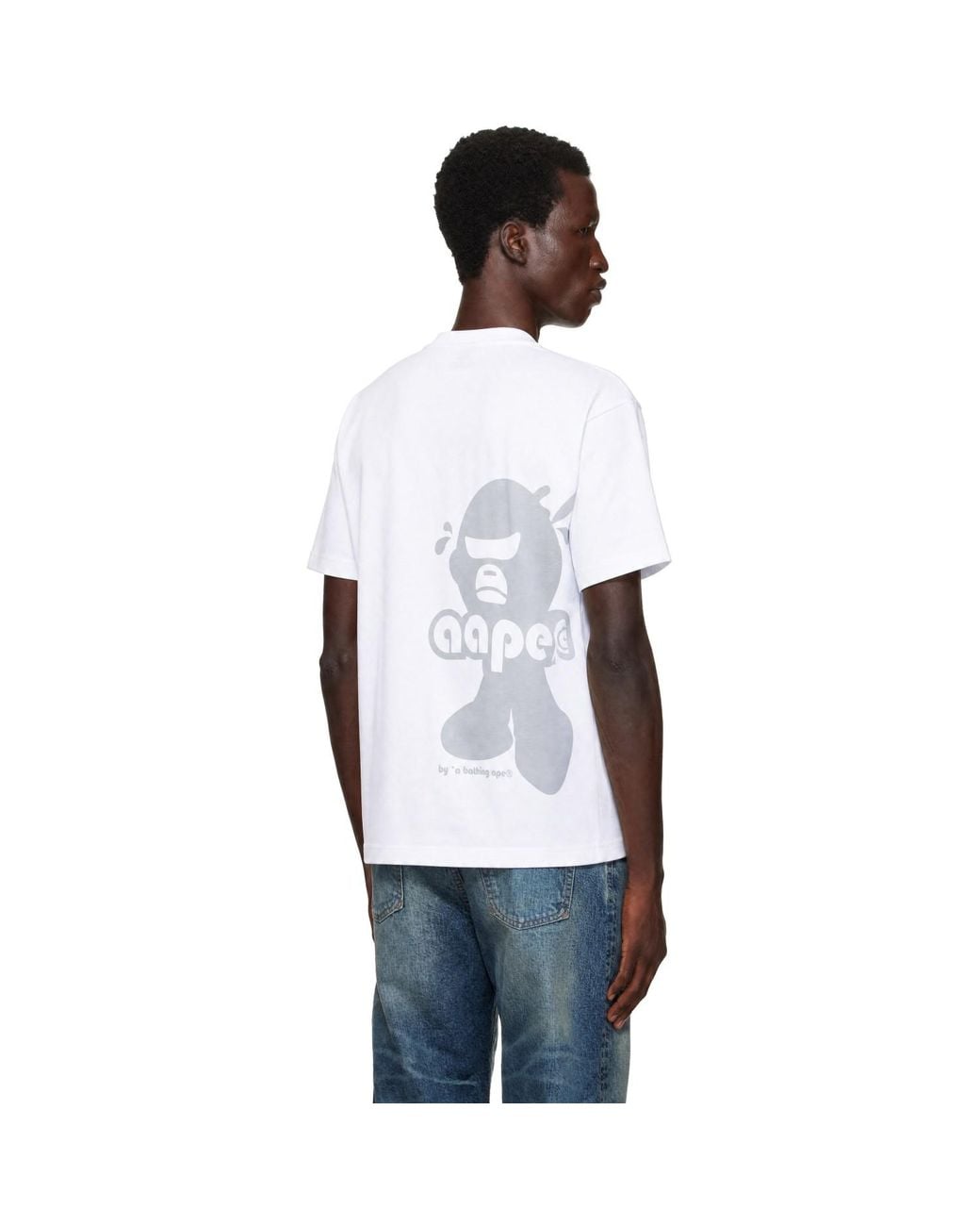 Aape By A Bathing Ape White 'Aaper' Moonface Graphic T-Shirt for men