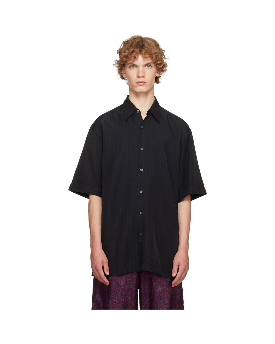 Dries Van Noten Black Floral Shirt for men