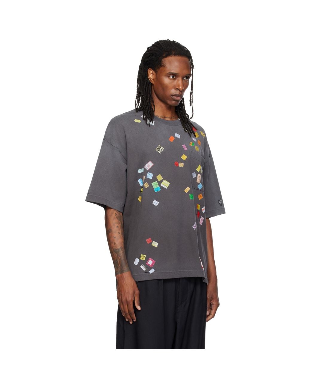 Maison Mihara Yasuhiro Gray Price Tag Sticker Printed T-Shirt for men