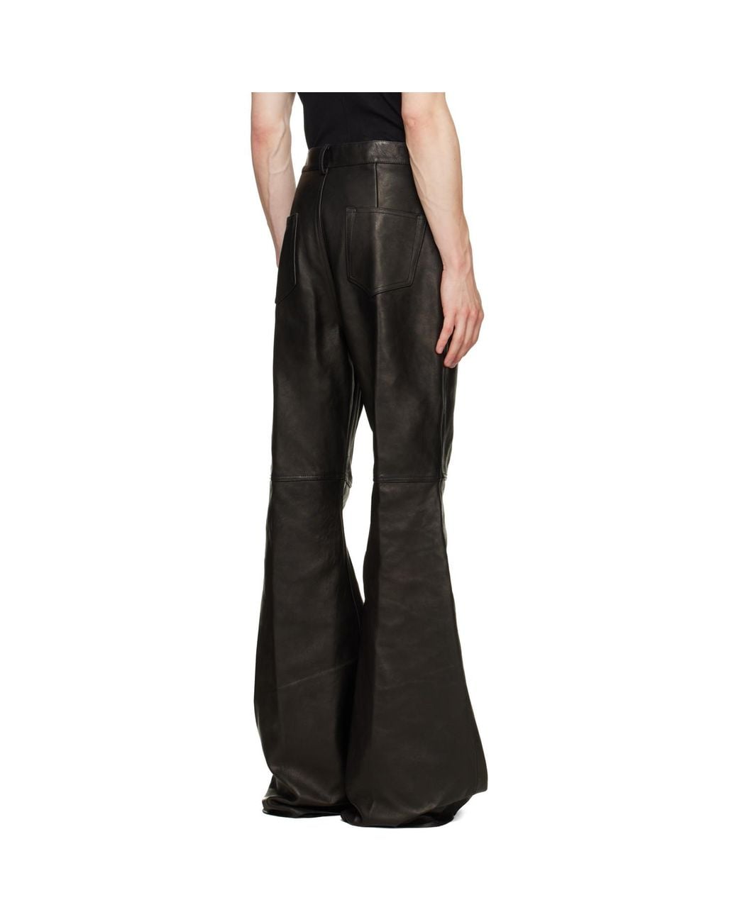 Rick Owens Black Tower Bolan Bootcut Leather Pants for men