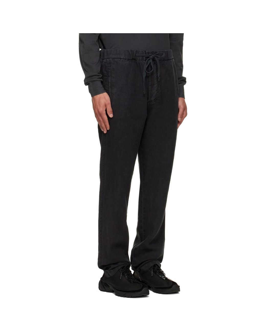 Citizens of Humanity Black Drawstring Deck Linen Trousers for men