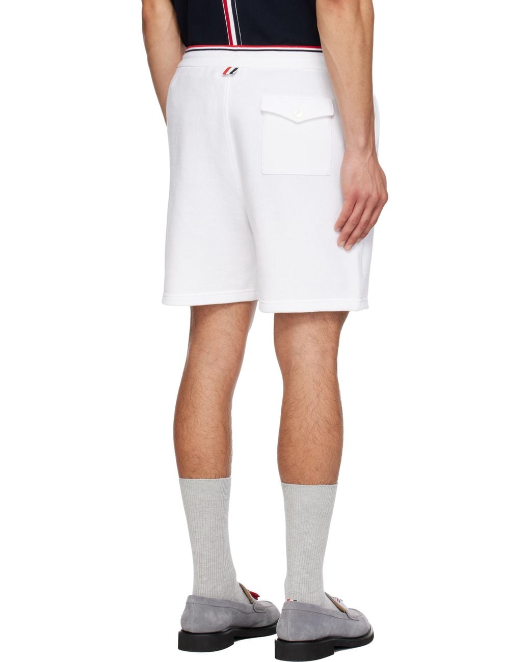 Thom Browne White Pique Loopback Sweat Shorts for men
