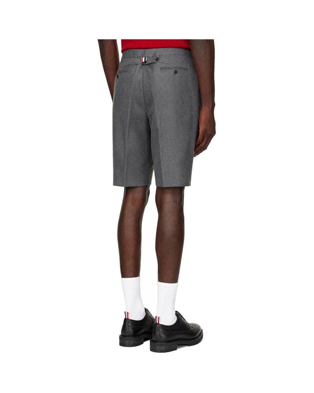Thom Browne Gray Super 120's Twill Backstrap Shorts for men