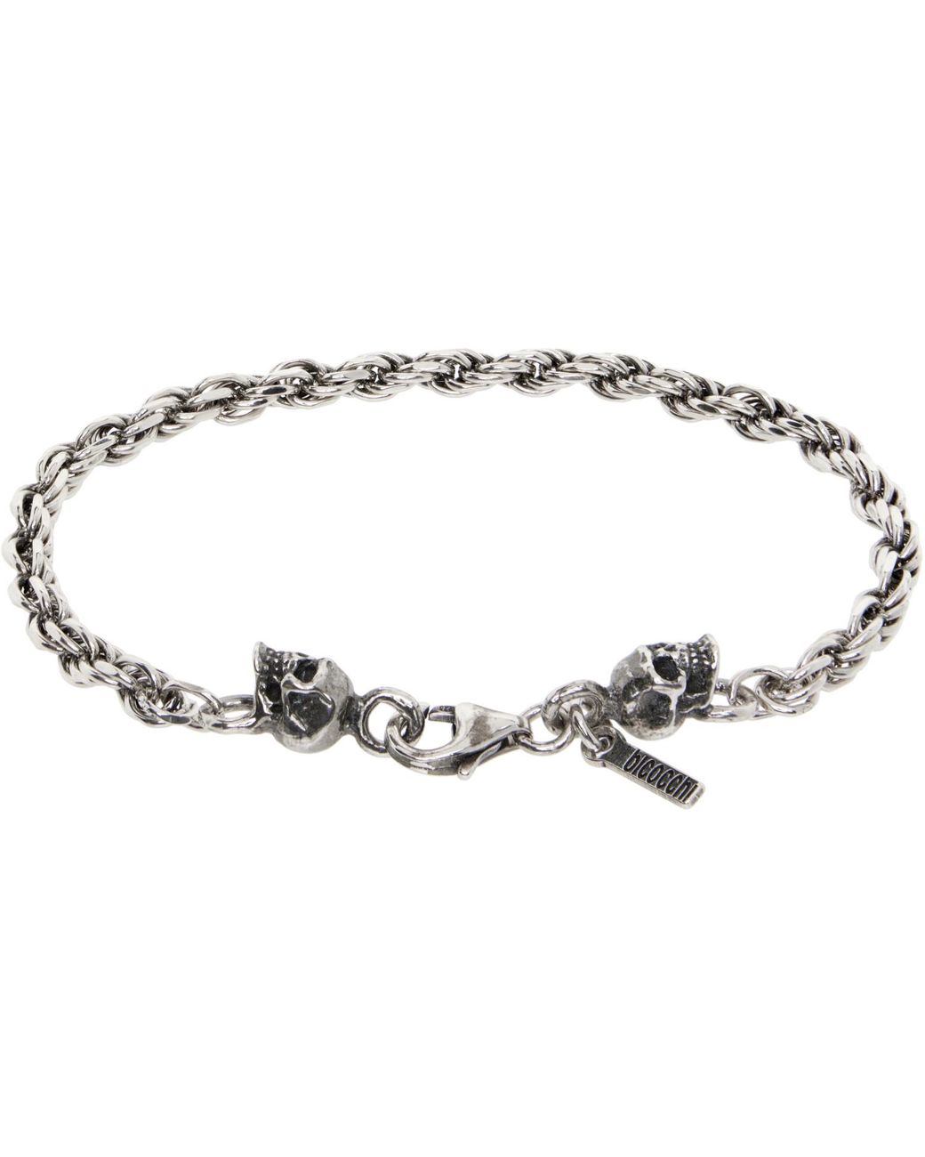 Emanuele Bicocchi Black Ssense Exclusive Rope Chain Skulls Bracelet for men